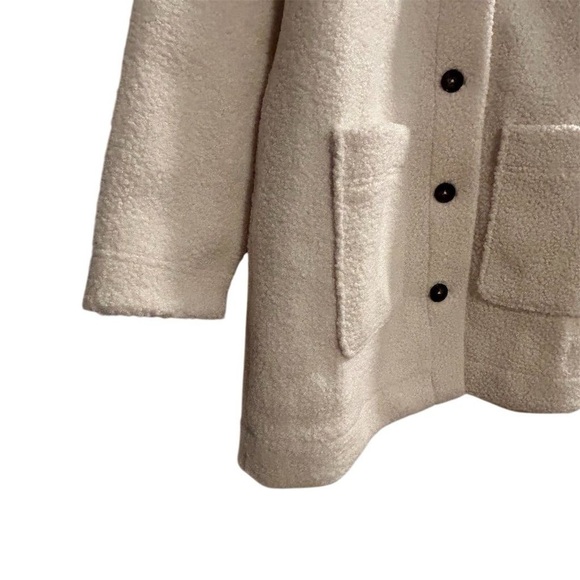 Lands' End Women's Ivory Sherpa Teddy Coat L petite Winter Overcoat - Picture 13 of 15